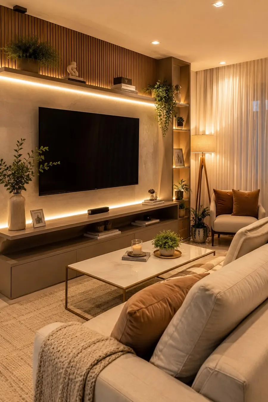 Detalhe de painel planejado para TV — Coutinhos Planejados